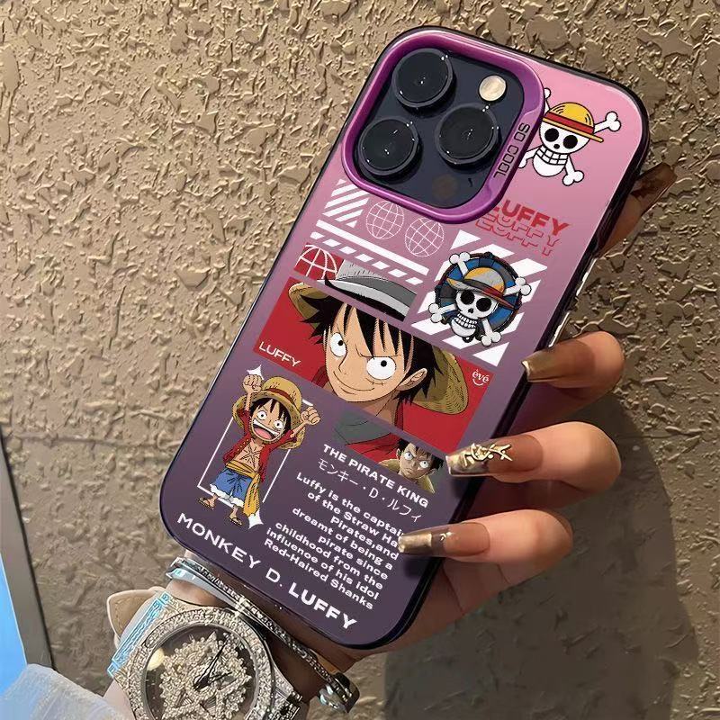 Pirate Luffy Apto para Apple 16Promax Funda para teléfono móvil Carcasa de gas personalizada iPhone15/14/13 Texto 12
