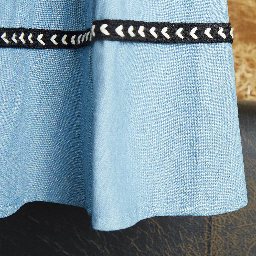 Elastic Waist Pleated Denim Skirt Wholesale