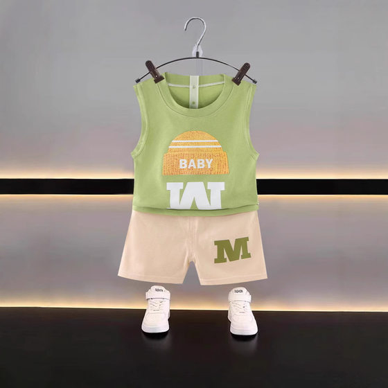 Children's Summer 2025 New Boys' Sleeveless Shorts suit Thin Baby Styline Casual Two-piece Vest