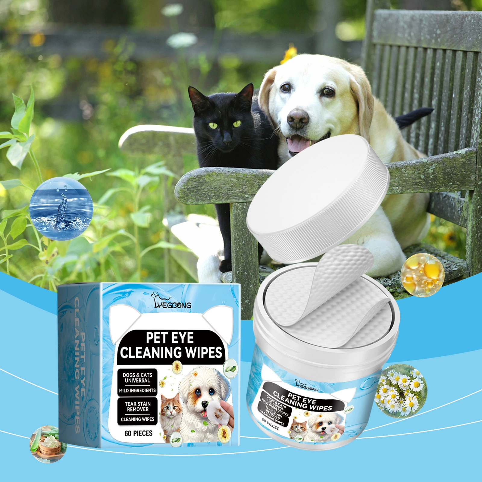 Yegbong Pet Eye Cleaning Wipes для кошек и собак, нежное очищение глаз, уход за слезными пятнами, салфетки для ухода за глазами