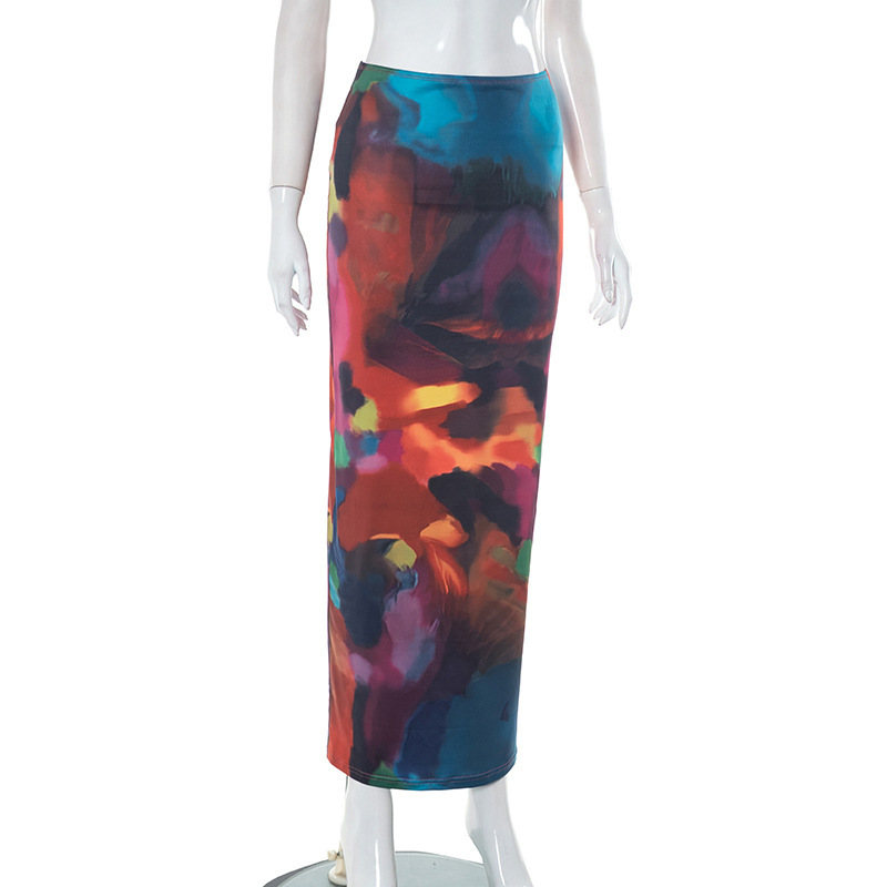 119g Weight Maxi Long Dress Dress Length Type Hip skirt Dresses Type Spandex, Polyester, Milk Silk Printing Fabric Type High Waist Waist Line High Elasticity Elasticity Daily Occasion Painted Function Slim Fit Type Geometric Pattern Spring, Autumn Season Women's Gender wind, Streetwear Style Women's Summer New Casual Painted Print Bare Midriff Slim Fit Sheath Long Skirt 12