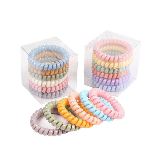 Cross-border fashion hair accessories basic large phone cord hair ties 6 boxed hair ropes for washing and ponytail rubber bands A21