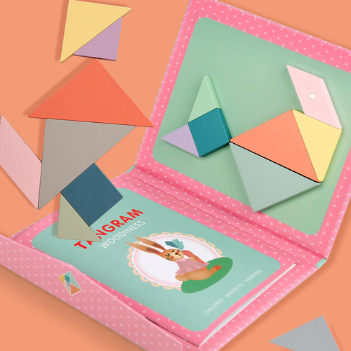 New children's wooden magnetic tangram toy baby educational early education jigsaw puzzle toy 3+ toddler toys