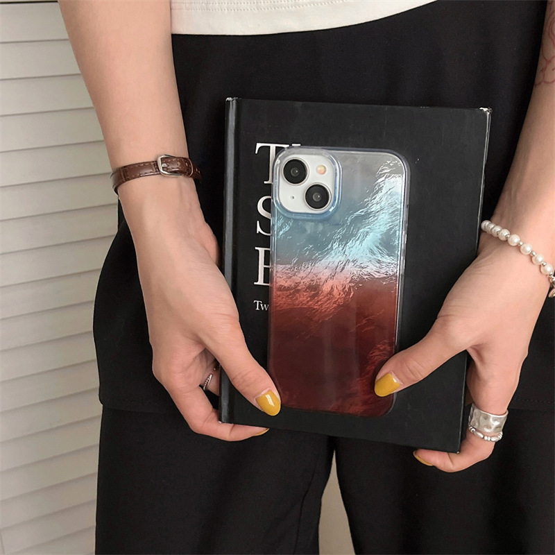 Patrón de papel de aluminio degradado simple para iPhone16/15ProMax funda para teléfono móvil pareja 13 Apple 14Pro