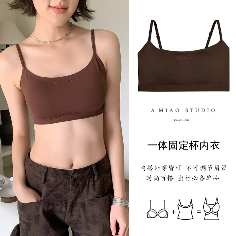 ชุดชั้นในแบบสองชิ้นปลอม สายสะพายไหล่ สำหรับผู้หญิง คัพเสริมแรง ป้องกันการสั่นสะเทือน สำหรับออกกำลังกาย วิ่ง ฟิตเนส ยกกระชับ