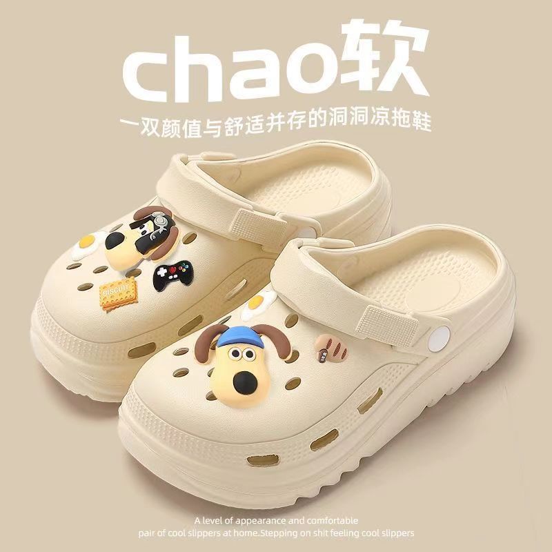 Zapatos agujeros de suela gruesa de estudiantes zapatos agujeros de mujer de verano pisar mierda sensación de suela suave desgaste pareja zapatillas transpirables mujeres