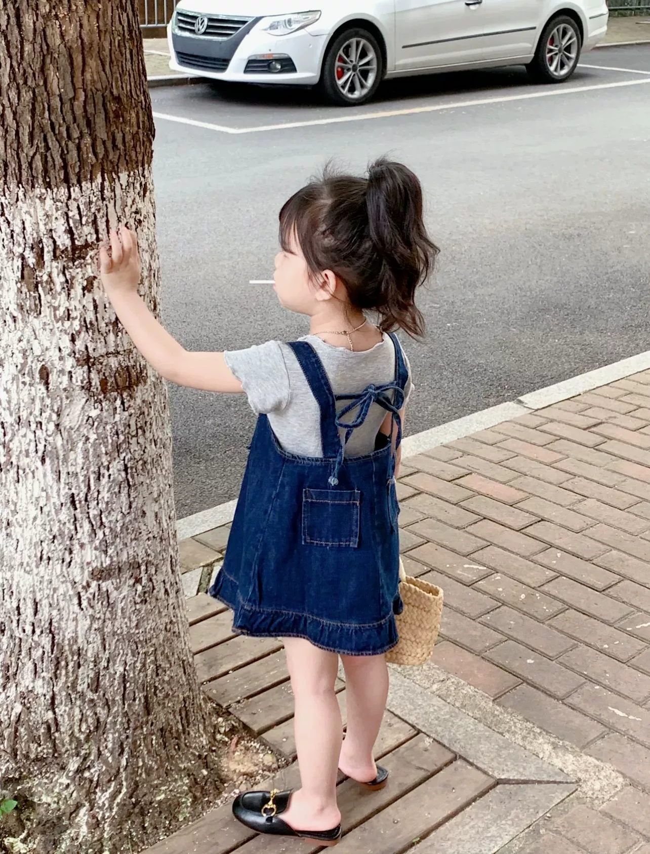 Summer short sleeve T-shirt, denim summer dress, children's clothing