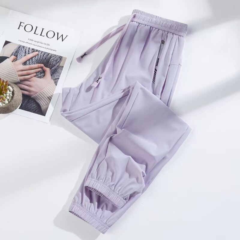 Ice Silk Sports Pants Women's Summer Thin Quick-Drying Pants Casual Leggings Yoga Wear Fitness Sun Protection Running Pants Wholesale