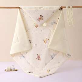 婴儿抱被纯棉春秋冬季新生儿包被初生宝宝襁褓小被子外出抱毯四季