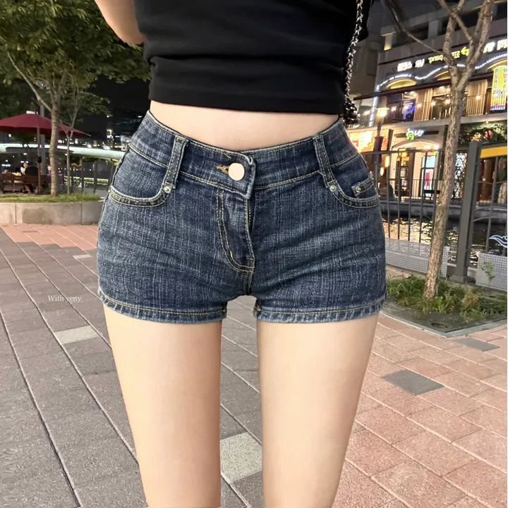 Bring Your Own Hip Pad ~ Low Waist Elastic Tight Waist Hip-lifting Shorts Women's All-match Hip Denim Hot Pants Bring Your Own Hip Pad ~ Low Waist Elastic Tight Waist Hip-lifting Shorts Women's All-match Hip Denim Hot Pants