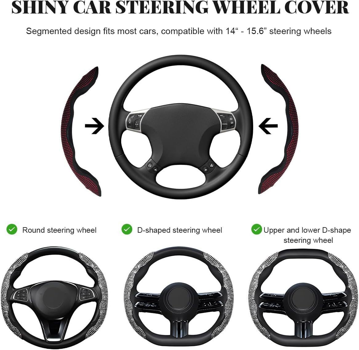New Style Butterfly-Shaped Diamond-Encrusted Steering Wheel Clip-On Cover, Fashionable and Sporty, Wear-Resistant, Non-Slip, Universal Full-Diamond Clip-On Handle Cover
