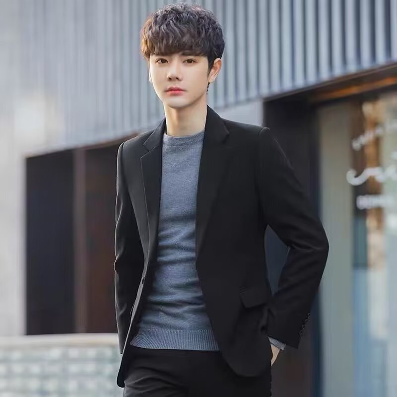 Autumn Design Sense Suit Jacket Men's Brown Suit Three-dimensional Dape Youth Casual Dating Small Suit Single Western Fashion