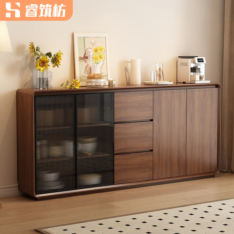 Ultra-Thin New Sideboard Against the Wall Integrated Solid Wood Color Living Room Storage Tea Cabinet Kitchen Cupboard Storage Cabinet