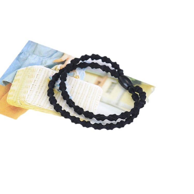 Exquisita diadema banda de goma nueva banda de pelo de las mujeres bambú negro de doble capa de alta elástica de raíz de loto nudo cuerda de pelo al por mayor