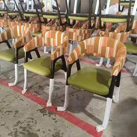中古梳妆凳化妆椅法式复古餐椅圆形工艺实木扶手靠背设计师椅子