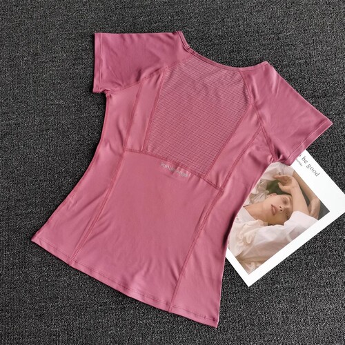 Summer Sports Short-Sleeve T-Shirt for Women, Mesh Sports Top, Quick-Drying Breathable Yoga Shirt, Fitted Elastic Training Running Fitness T-Shirt