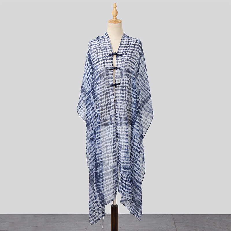 Chal Bufanda Verano de alta gama Nuevo estilo exótico Diadema Hebilla Estilo étnico Protector solar Chal con honda