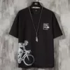 Bike, black T-shirt