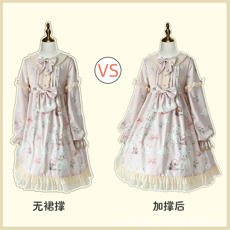 裙撑Lolita洛丽塔鱼骨撑暴力可调节富贵绸裙撑日常蓬蓬裙花嫁衬裙