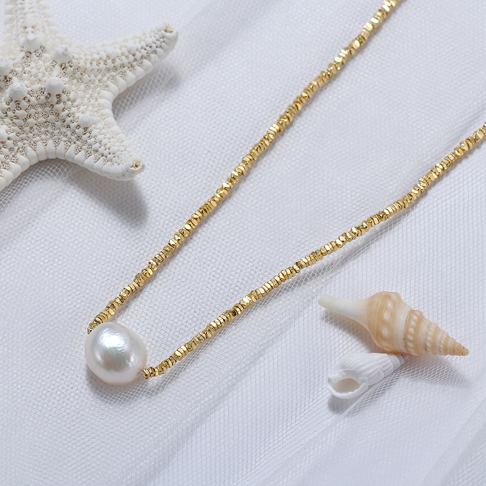Ball Pattern Women'S Gender Simple Style Style Freshwater Pearl Sterling Silver Beaded Chain Ball Pendant Necklace