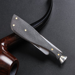Ebony pipe, knife, pipe tool, pipe press, three-in-one accessories, maintenance and cleaning, solid wood smoking set, portable