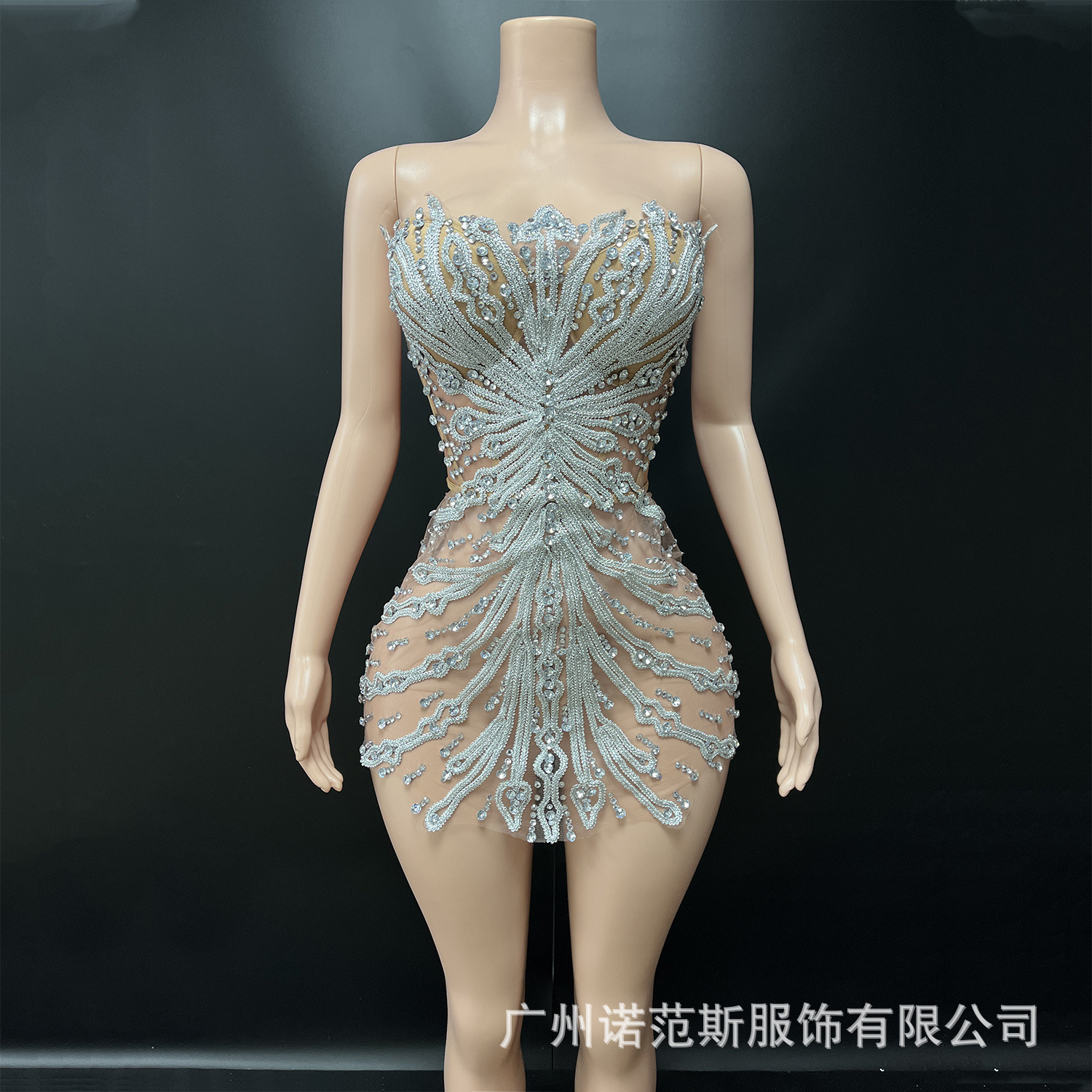 Palace Style Stand-Up Shoulder Corset Laser Sequin Short Dress Cospaly Clothing Show Electronic Music Singer Performance Clothing