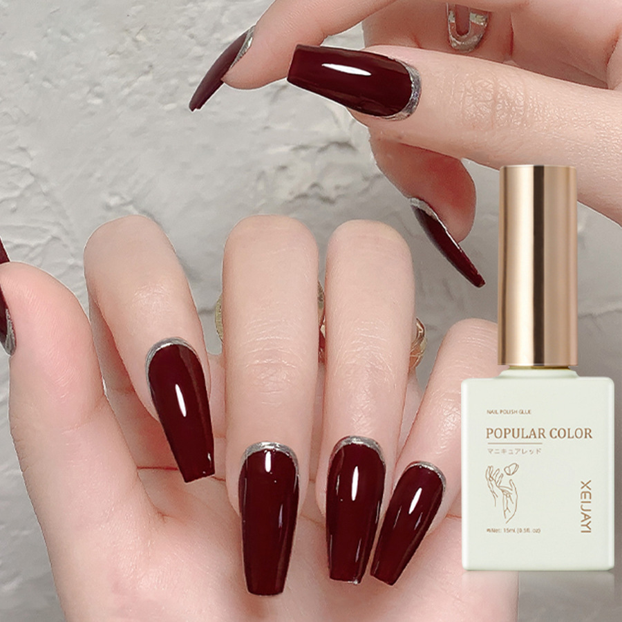 2023 new white wine red nail polish glue nail polish nail polish for shop opening long-lasting firm Nail Polish glue