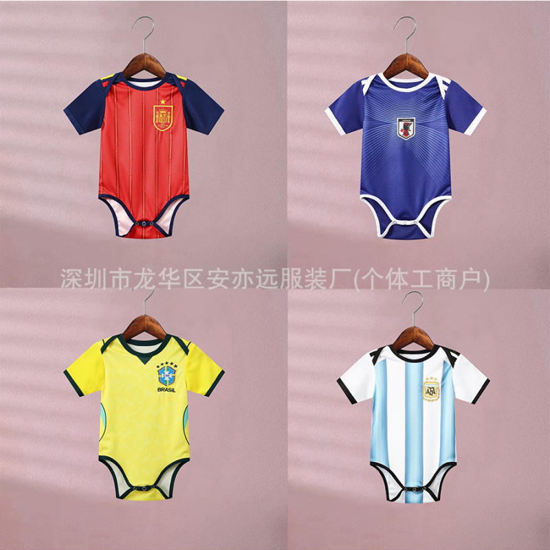 Wholesale One-Piece Infant and Toddler Bb Clothing Argentina Brazil Real Madrid Paris Football Jerseys Baby Rompers Crawling Suits Wholesale One-Piece Infant and Toddler Bb Clothing Argentina Brazil Real Madrid Paris Football Jerseys Baby Rompers Crawling Suits