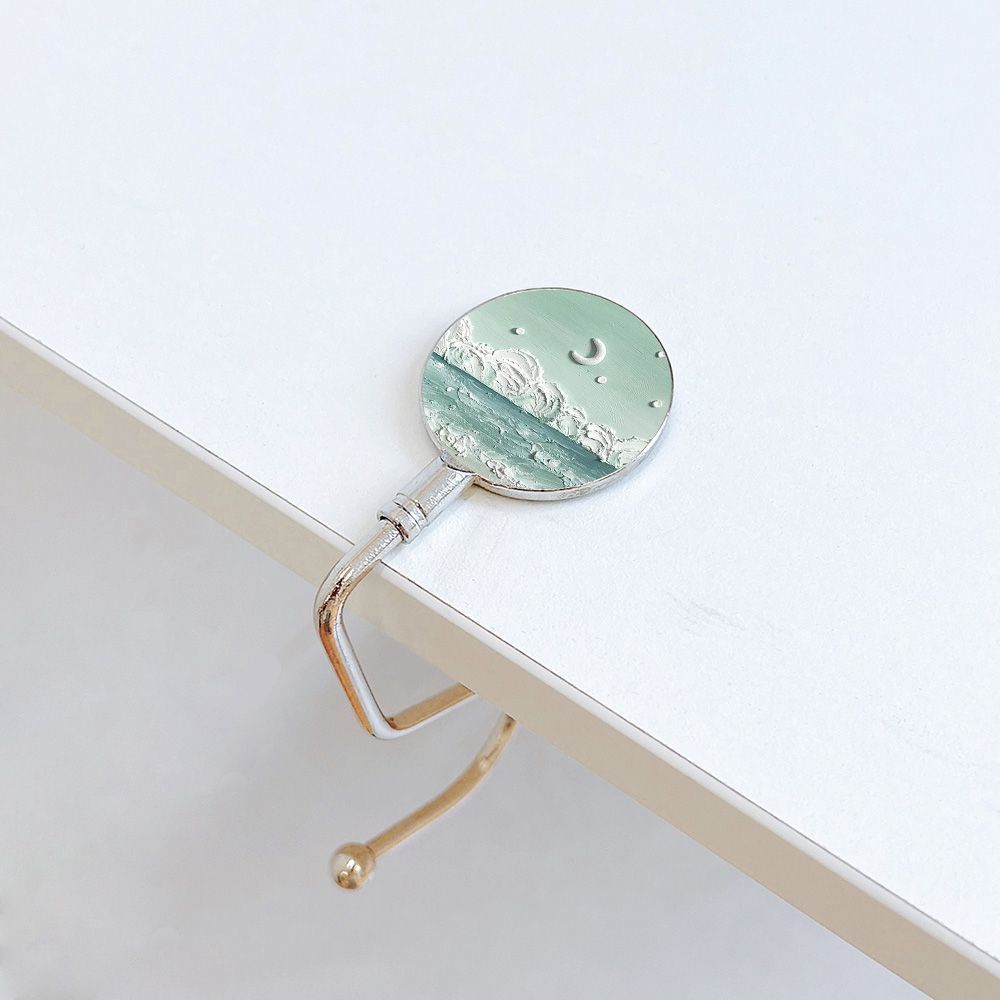 Pintura al óleo nebulosa luna mar mochila de estudiantes gancho de escritorio de escritorio desmontable gancho de escritorio antideslizante