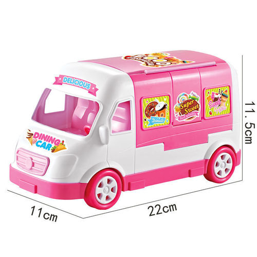 Girl's Birthday Gift Realistic Food Truck for Kids, Toy Food for Pretend Play, Ice Cream Cart for Princess Play