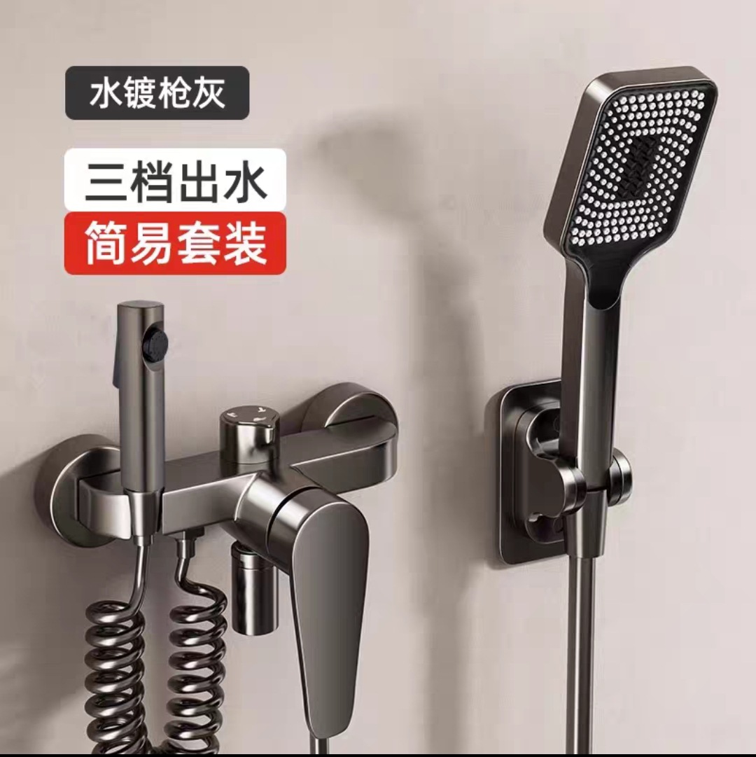 Todo el cobre conjunto de ducha para baño doméstico ducha de boquilla de presión