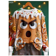 欧美男女潮流速卖通圣诞卡通圆领卫衣休闲新款圣诞节好看糖果