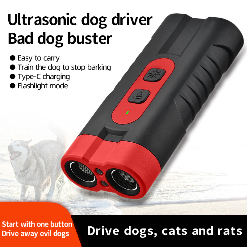 Expulsor de perros ultrasónico transfronterizo al aire libre entrenador de perros portátil suministros de entrenamiento de mascotas mini linterna de mano con lámpara