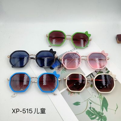 新款多边形太阳镜时尚街拍蝴蝶结儿童墨镜 潮流可爱小孩眼镜
