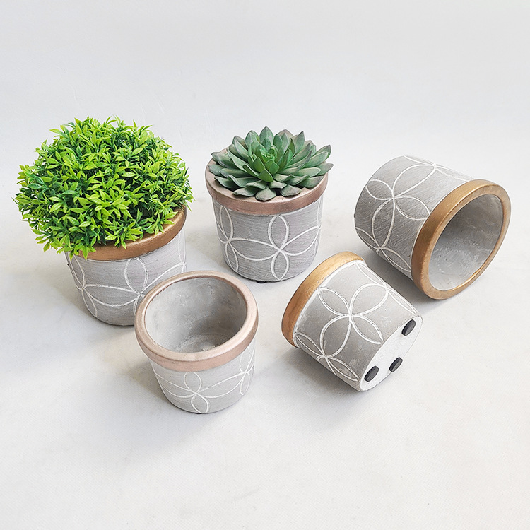 簡約水泥盆植物小盆景盆栽仙人掌裝飾牆面家居客廳裝飾品擺件