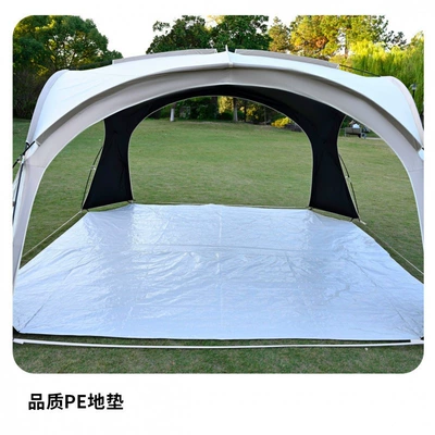Avtomobil yan çətirləri: camping, windproof, rainproof, black-coated - white-matte-fabric-dome-canopy-ground-mat-single-ground-mat-without-tent-6-8-people
