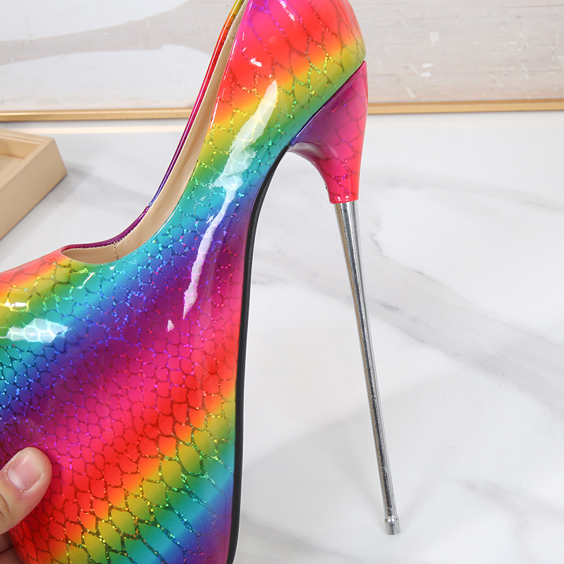 Giày cao gót nữ mũi nhọn gót thép 22 cm, kiểu stiletto quyến rũ, cổ cao mắt cá chân — Màu đỏ chi tiết 7