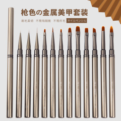メタルネイルアートペンセット、カラーペイントブラシ、扇形ブラシ、花柄描き、ドットペン、ラインペン、グラデーションペン、工場卸売