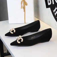 3685-K79 French style small pointed single shoes for women, versatile metal buckle suede, one foot stepping, sloping heel, commuting style floating shoes