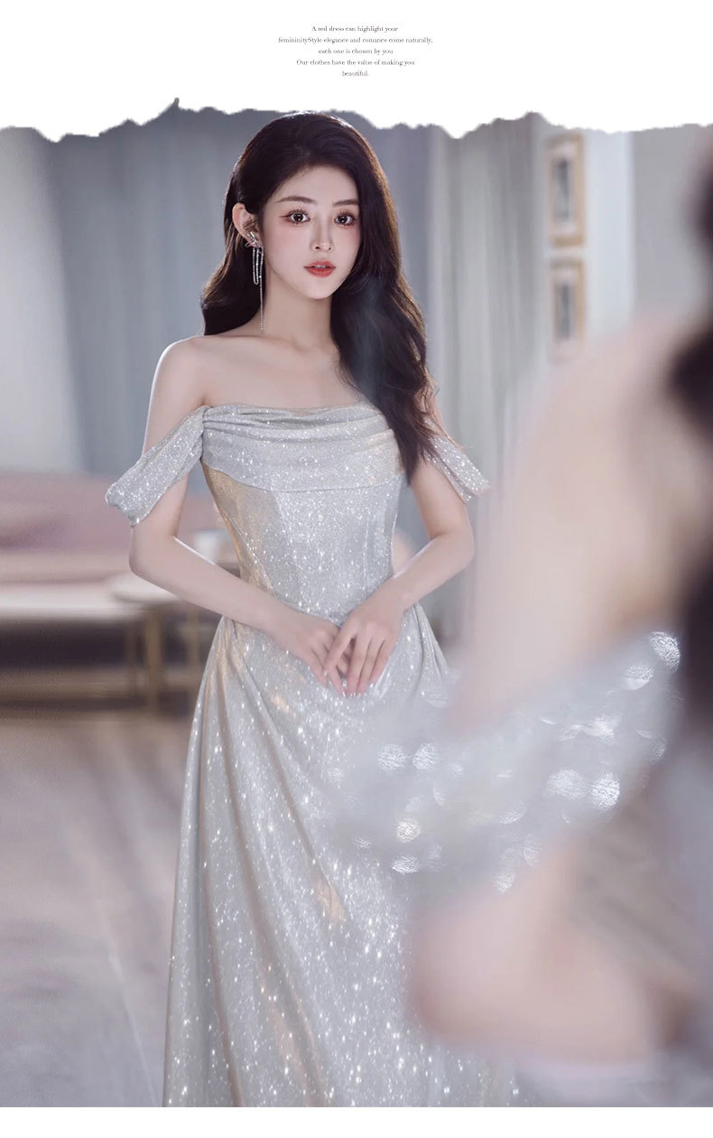 Elegant Off The Shoulder Evening Gown High-End Banquet Dress Style Super Fairy Like Luxurious Fishtail Toast Dress For Women_ecoleips.com