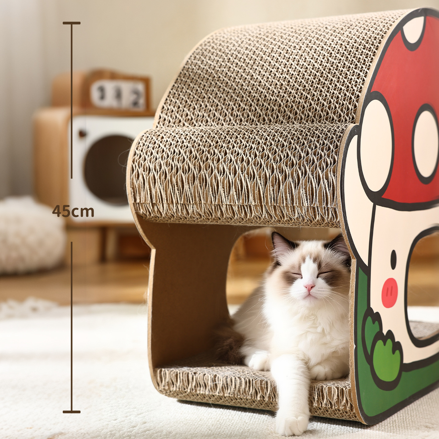 Placa de raspado para gatos de hongos resistente al desgaste y sin caspa.