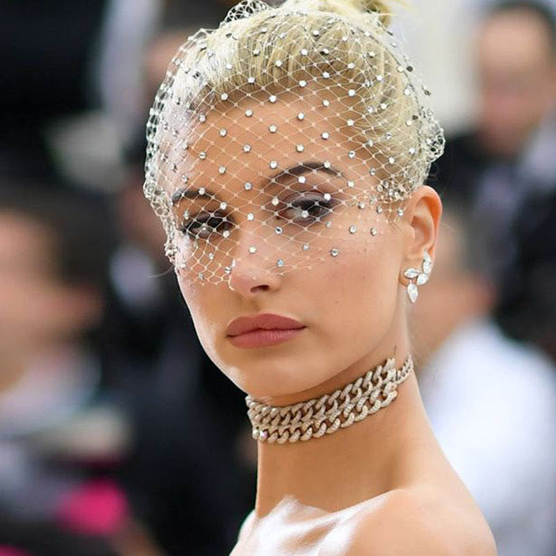 105g Weight Birdcage Veils, Party Headpieces Hair Accessories Type 1 Piece Quantity Wedding Occasion Rhinestone Material Grid Pattern Women's Gender Handmade Design Elegant, Bridal Style Women's Elegant Lady Bridal Grid Rhinestone Handmade Birdcage Veils Party Headpieces 1