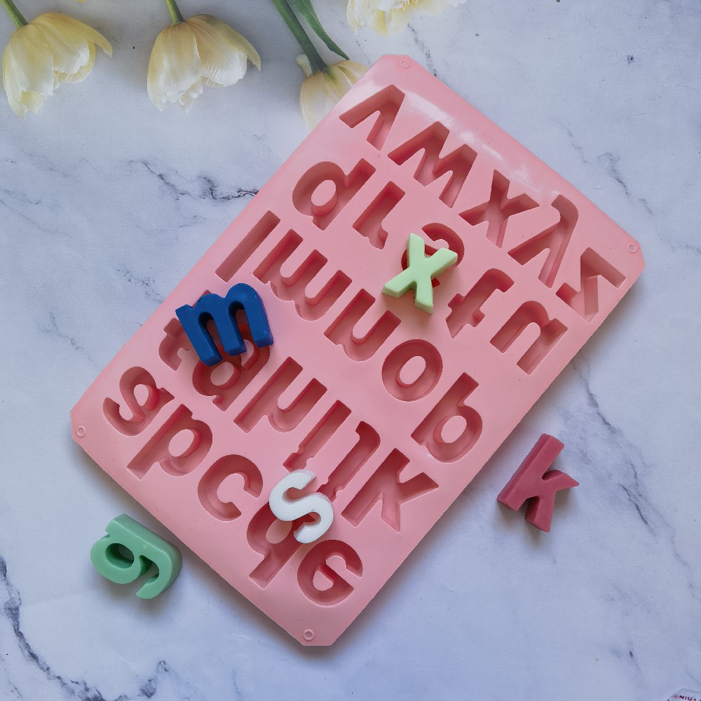 26 letras inglesas minúsculas 301 molde de silicona pudín molde de postre decoración de pastel de cocina para hornear