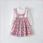 春秋季新款2-8岁女童蝴蝶结连衣裙一件代发款欧美公主裙可爱童装