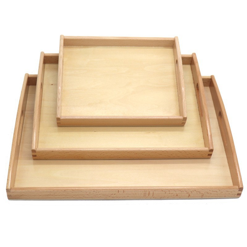 蒙特蒙台梭利幼儿园早教教具木质木制托盘提手操作盘蒙氏生活教具