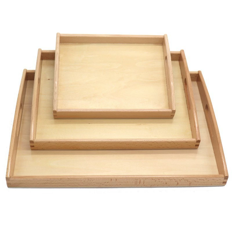 Учебные пособия для раннего обучения в детском саду Монте Монтессори Деревянные деревянные подносы
