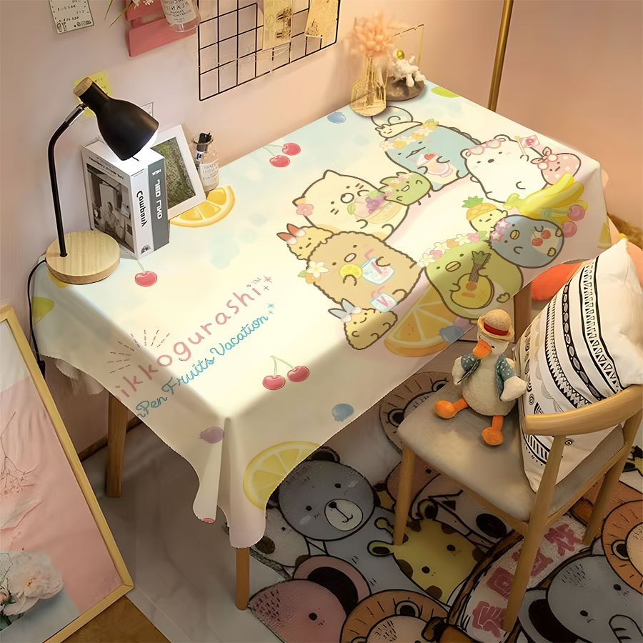 Cartoon Cute Corner Creature Tablecloth Student Desk Girl Heart Full Tablecloth Simple Home Fabric Ready Stock