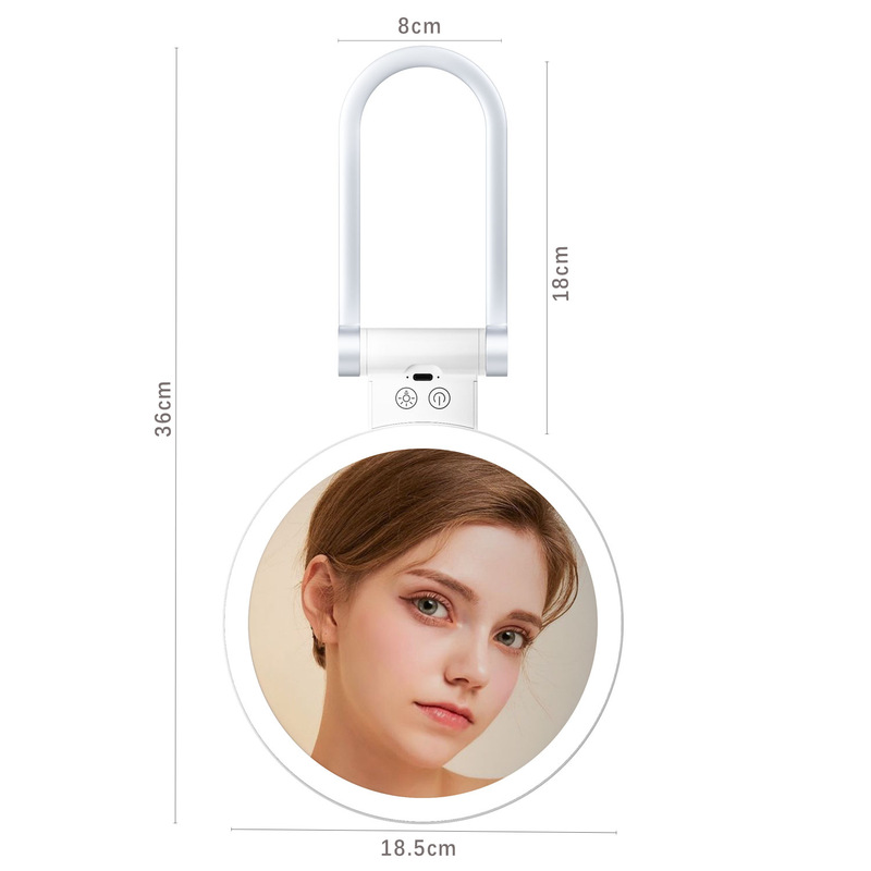 ホット販売 LED 両面ライト拡大鏡化粧鏡ライト付きハンドヘルドデスクトップ壁掛け三用化粧鏡誕生日ギフト|undefined