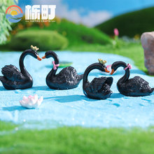 皇冠天鹅微景观diy盆景多肉摆件黑天鹅动物树脂摆件园艺造景配件