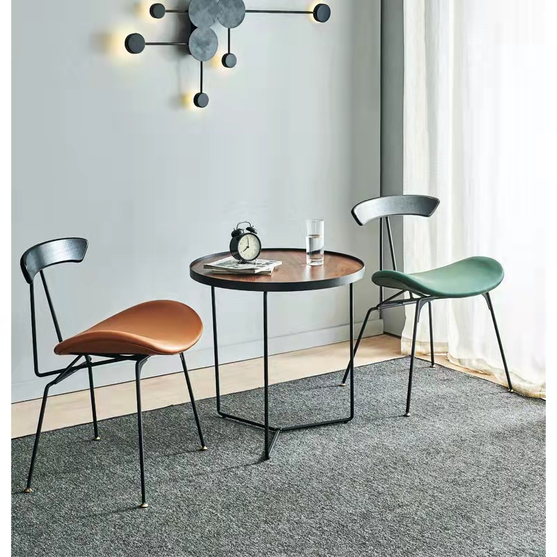 Spot Scandinavian Accessible Luxury Home Dining Table Chair Restaurant Back Chair High-End Hotel Mid-Century Style Iron Dining Chair